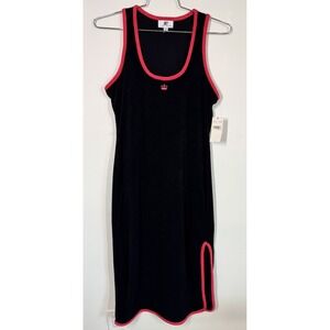 NWT Juicy Couture Terry Cloth‎ Swim Cover Up Midi Tank Dress Black Size M Y2K